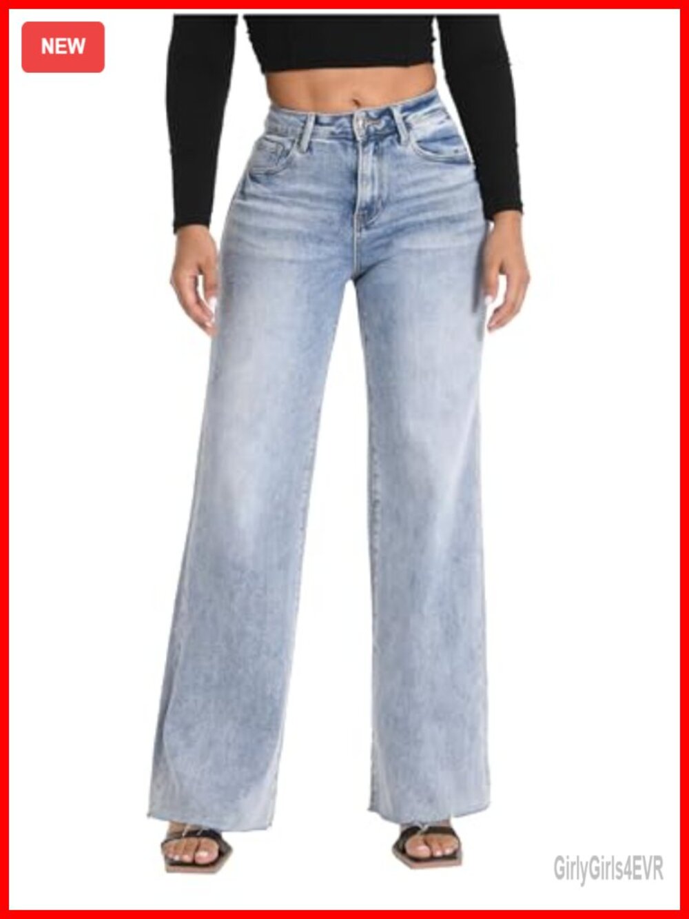 Wide Leg Jeans High Waisted Stretchy Baggy Denim Pants